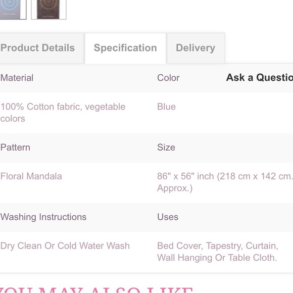 New Blue/Purple Elephant Camel Mandala Medallion Indian Tapestry Wall Hanging - Picture 11 of 11